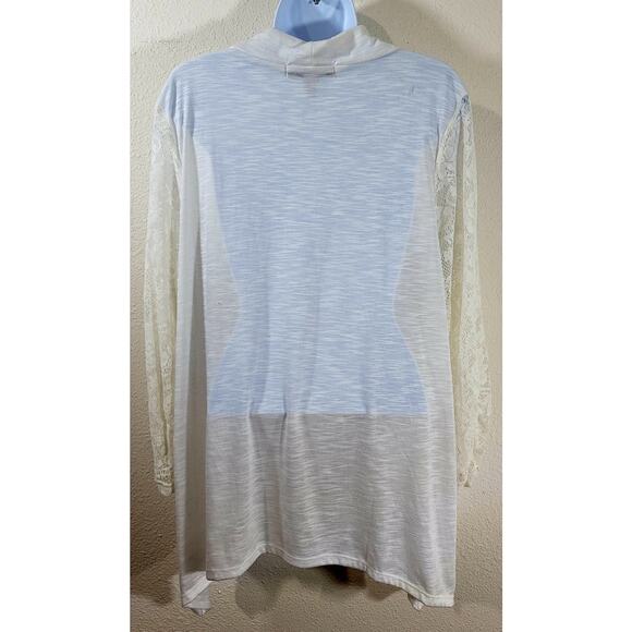 French Laundry White Slub Knit Open Front Cardigan Sweater 14 16 Lightweight - Picture 3 of 6